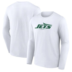 New York Jets Logo Team Lockup Long Sleeve T-Shirt White - NFL