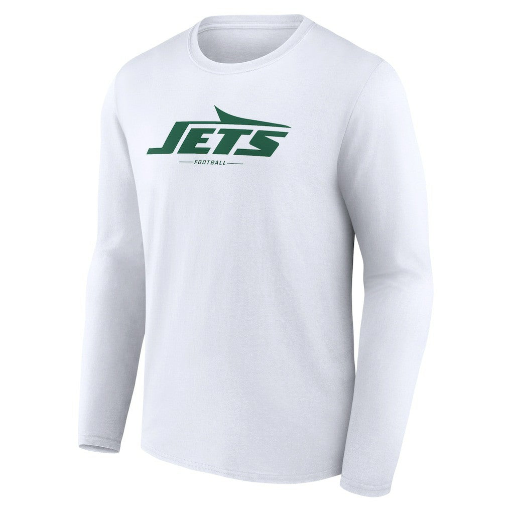 New York Jets Logo Team Lockup Long Sleeve T-Shirt White - NFL