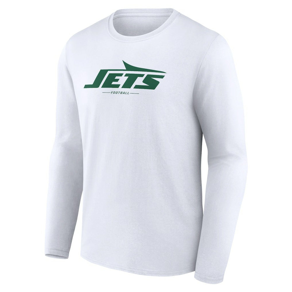New York Jets Logo Team Lockup Long Sleeve T-Shirt White - NFL