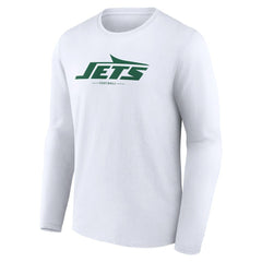 New York Jets Logo Team Lockup Long Sleeve T-Shirt White - NFL