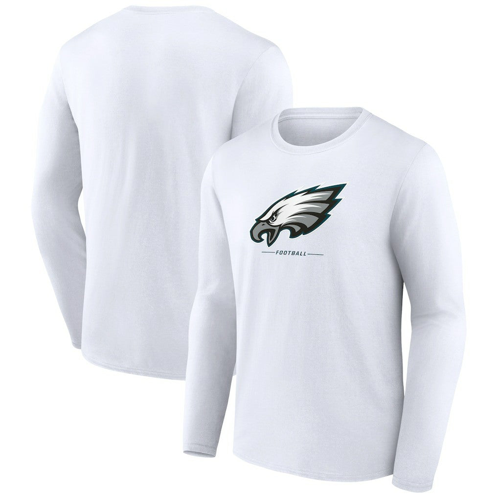 Philadelphia Eagles Logo Team Lockup Long Sleeve T-Shirt White - NFL
