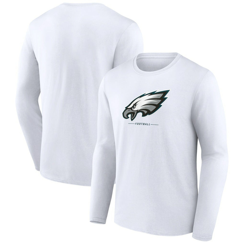 Philadelphia Eagles Logo Team Lockup Long Sleeve T-Shirt White - NFL