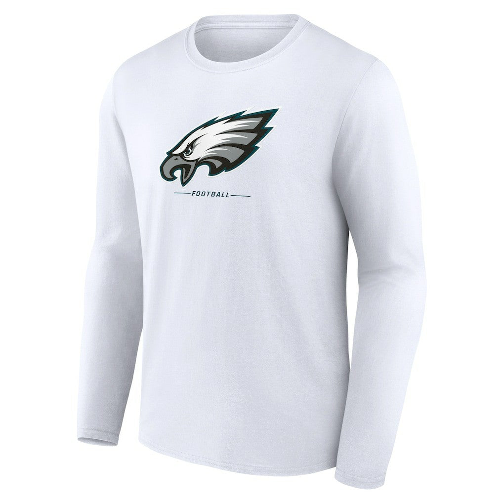 Philadelphia Eagles Logo Team Lockup Long Sleeve T-Shirt White - NFL