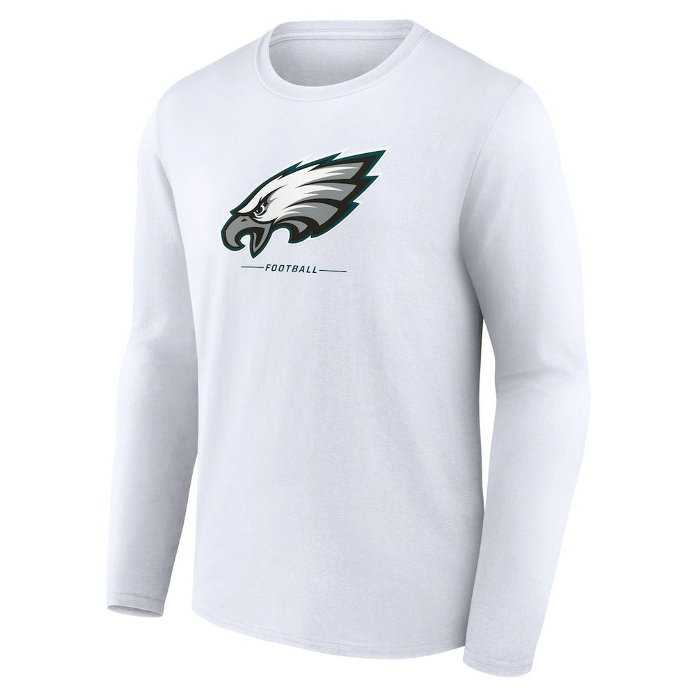 Philadelphia Eagles Logo Team Lockup Long Sleeve T-Shirt White - NFL
