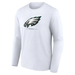 Philadelphia Eagles Logo Team Lockup Long Sleeve T-Shirt White - NFL