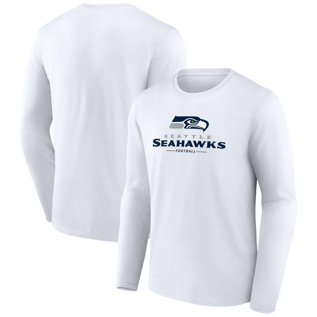 Seattle Seahawks Logo Team Lockup Long Sleeve T-Shirt White - NFL