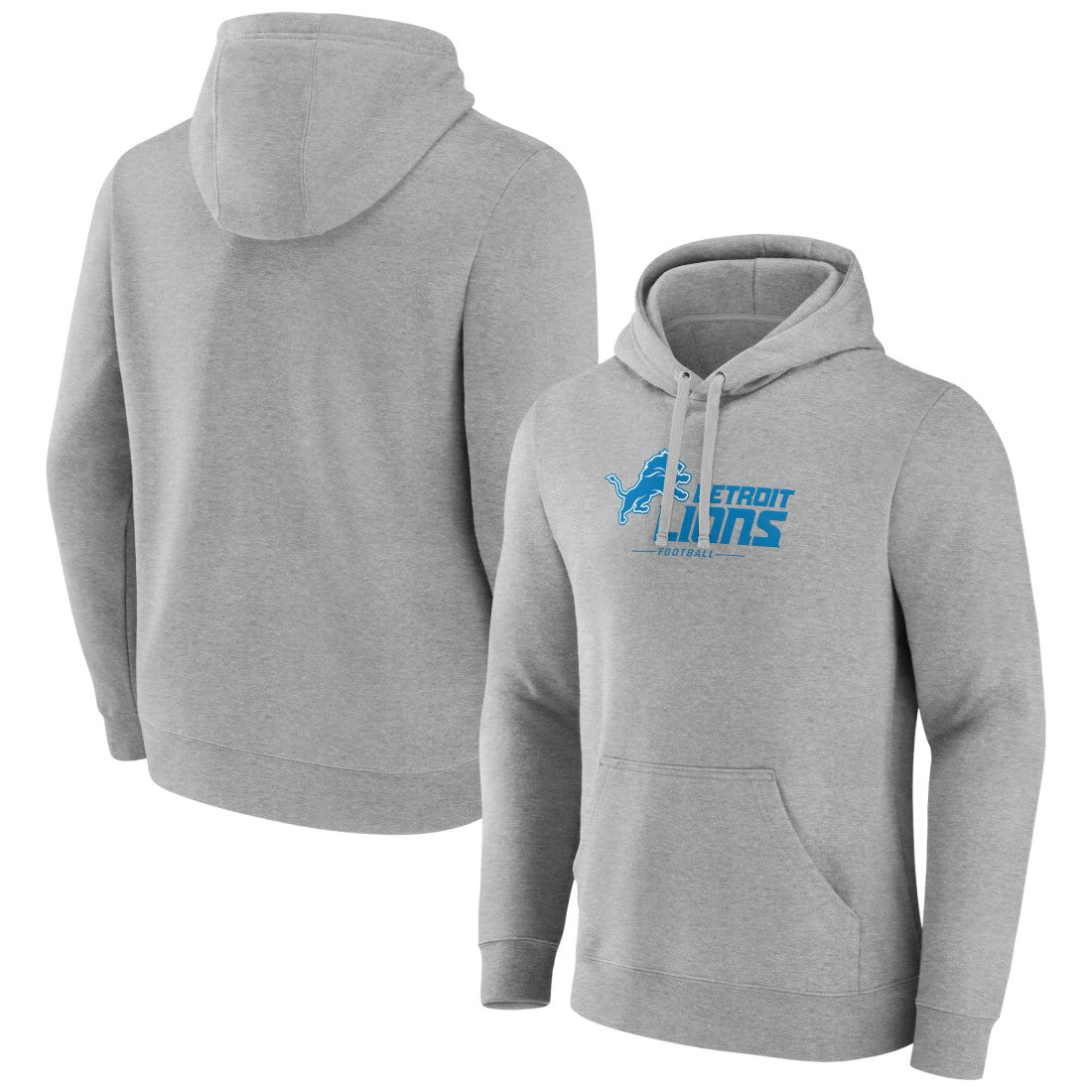Detroit Lions Primary Logo Team Lockup Fitted Pullover Hoodie Gray - NFL