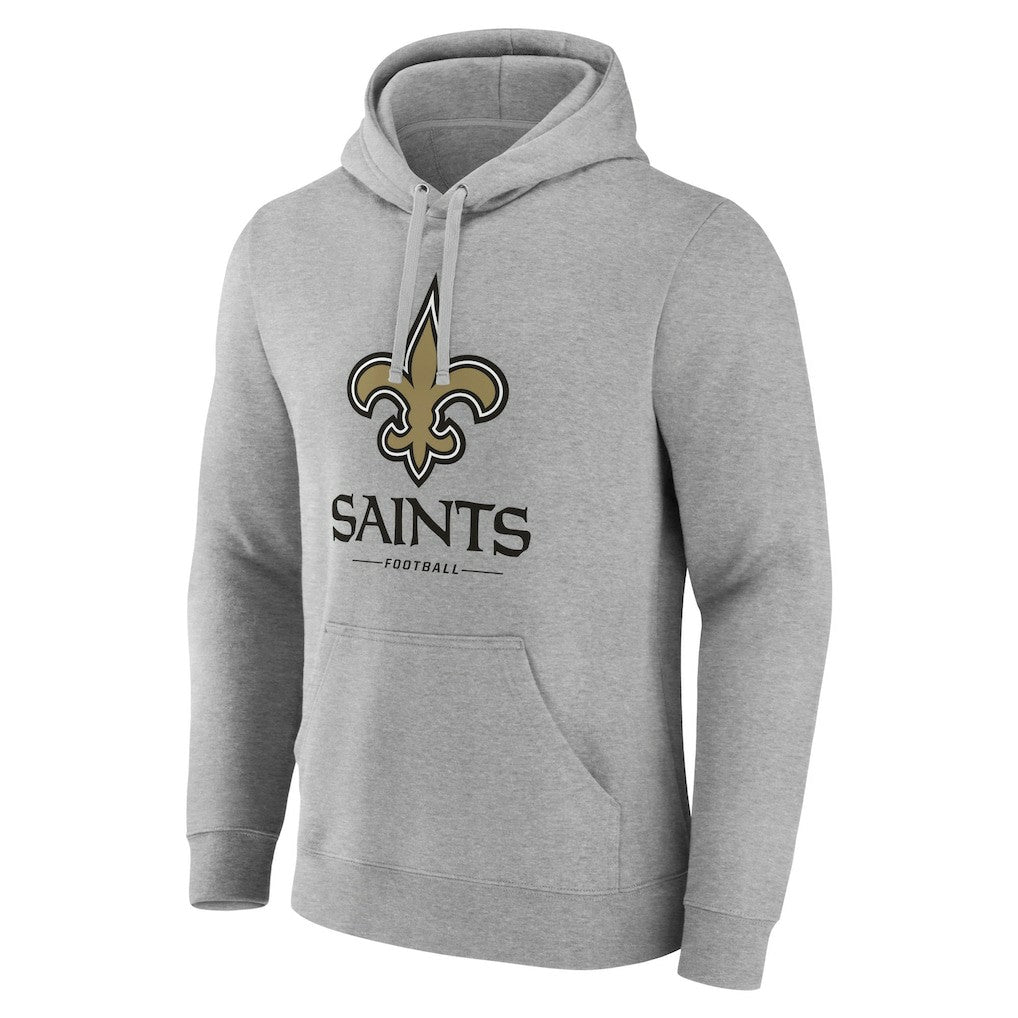 New Orleans Saints Primary Logo Team Lockup Fitted Pullover Hoodie Gray - NFL