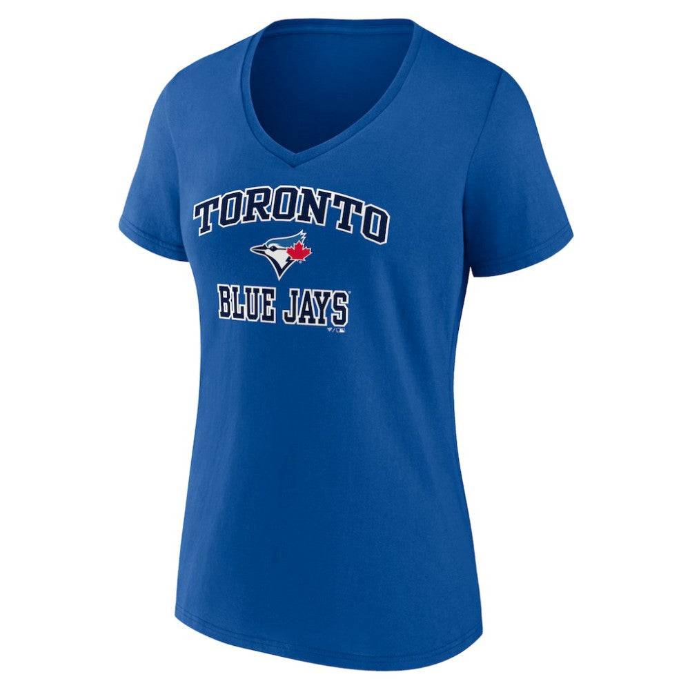 Toronto Blue Jays Women's Heart and Soul V-Neck T-Shirt On Sale