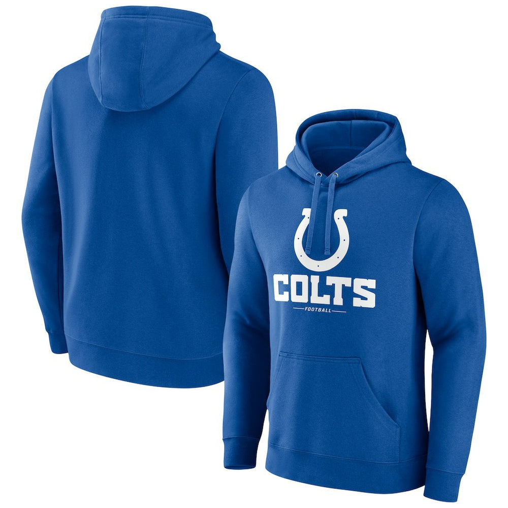 Indianapolis Colts Logo Team Lockup Fitted Pullover Hoodie Royal - NFL