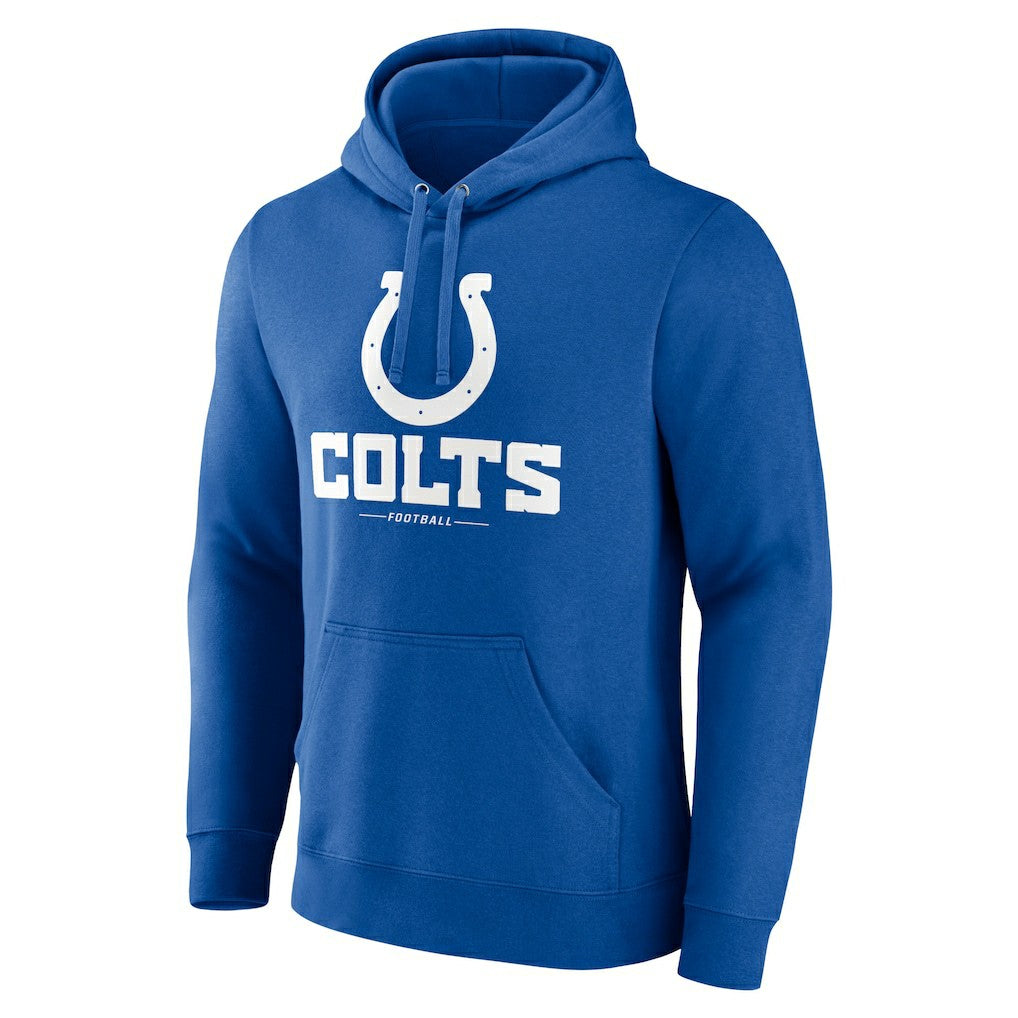 Indianapolis Colts Logo Team Lockup Fitted Pullover Hoodie Royal - NFL