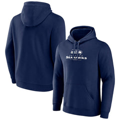 Seattle Seahawks Logo Team Lockup Fitted Pullover Hoodie Navy - NFL