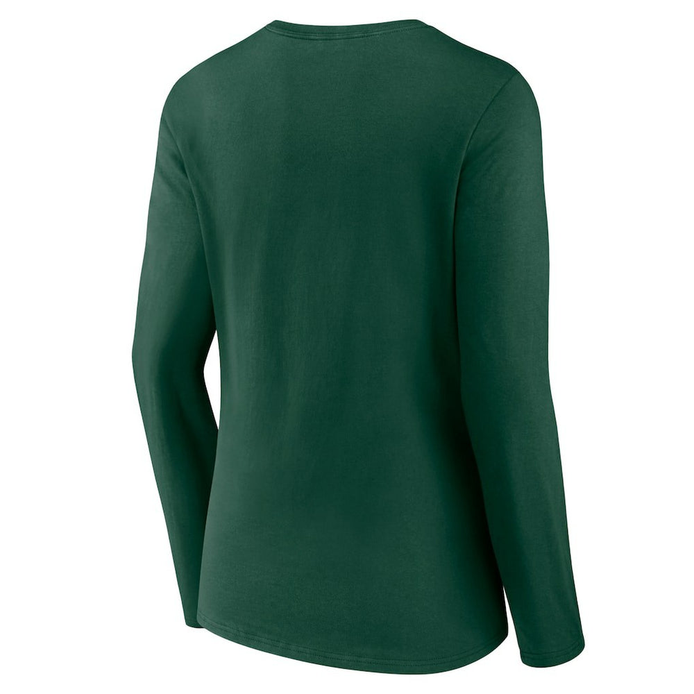 Green Bay Packers Women's Logo Team Lockup Long Sleeve V-Neck T-Shirt Green - NFL