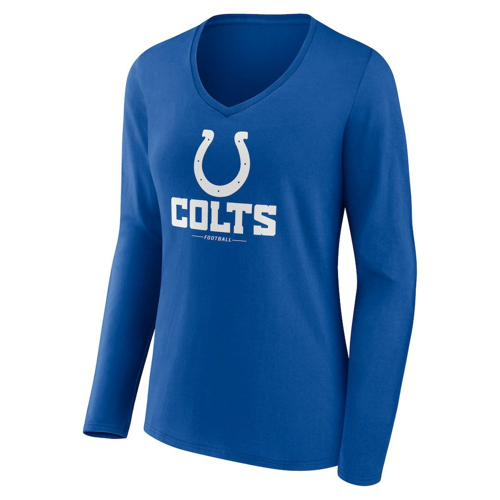 Indianapolis Colts Women's Logo Team Lockup Long Sleeve V-Neck T-Shirt Royal - NFL