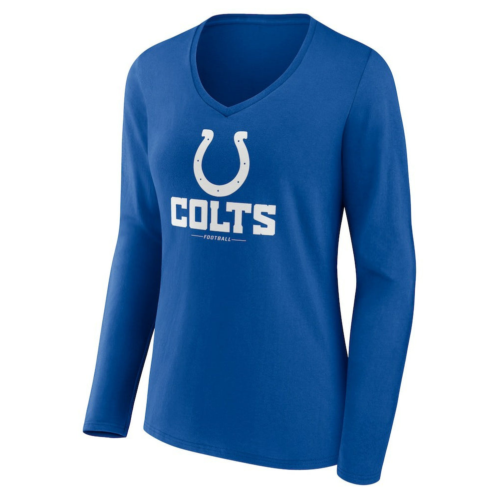 Indianapolis Colts Women's Logo Team Lockup Long Sleeve V-Neck T-Shirt Royal - NFL