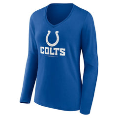 Indianapolis Colts Women's Logo Team Lockup Long Sleeve V-Neck T-Shirt Royal - NFL