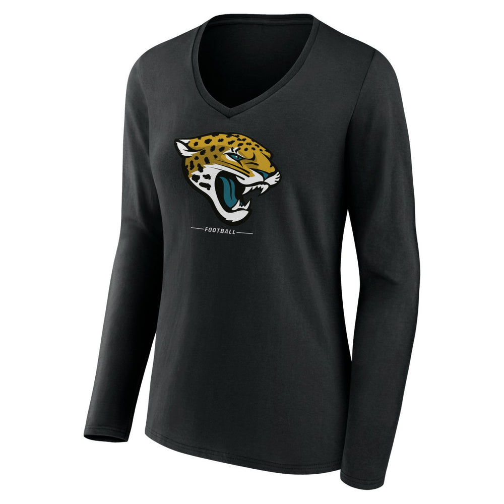 Jacksonville Jaguars Women's Logo Team Lockup Long Sleeve V-Neck T-Shirt Black - NFL