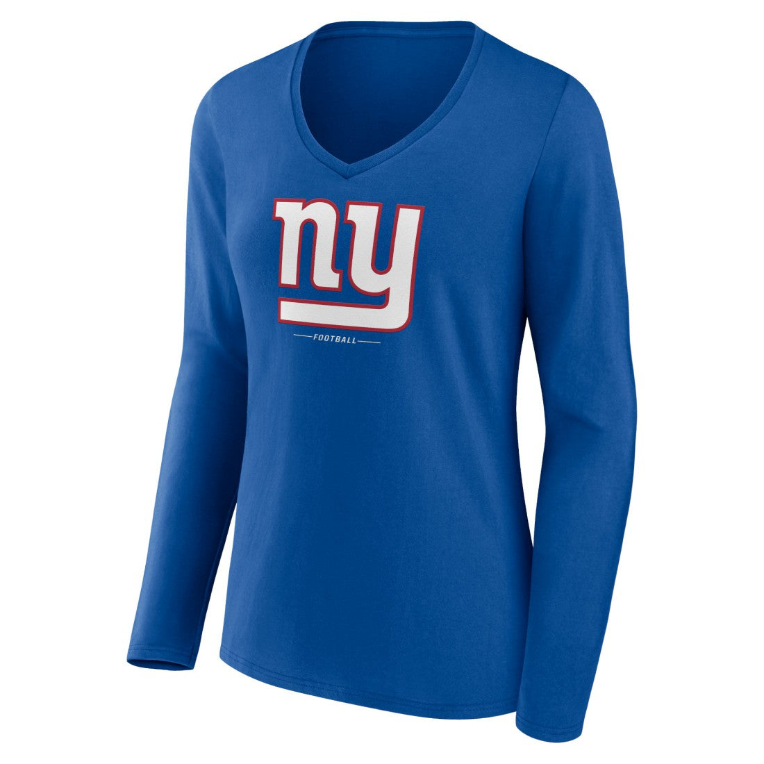 New York Giants Women's Logo Team Lockup Long Sleeve V-Neck T-Shirt Royal - NFL