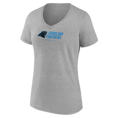 Carolina Panthers Women's Logo Team Lockup V-Neck T-Shirt Gray - NFL