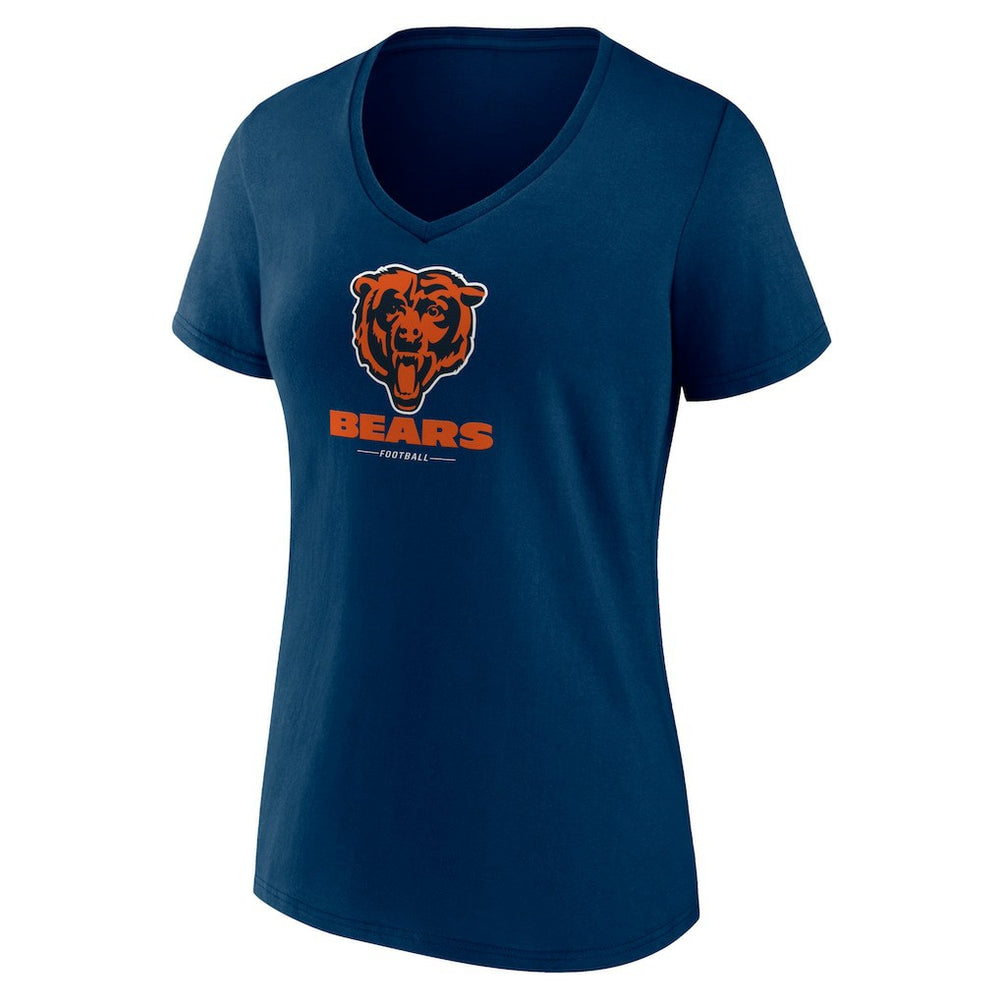 Chicago Bears Women's Logo Team Lockup V-Neck T-Shirt Navy - NFL