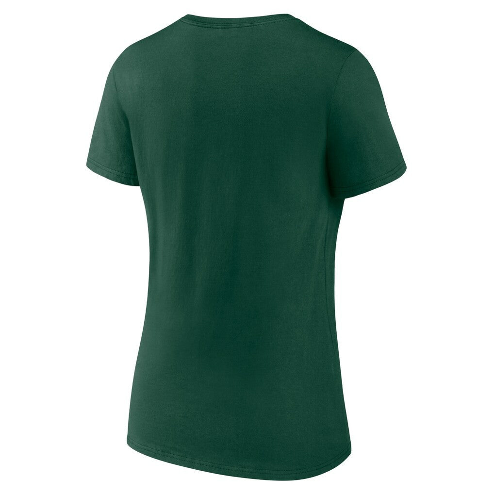 Green Bay Packers Women's Logo Team Lockup V-Neck T-Shirt Green - NFL