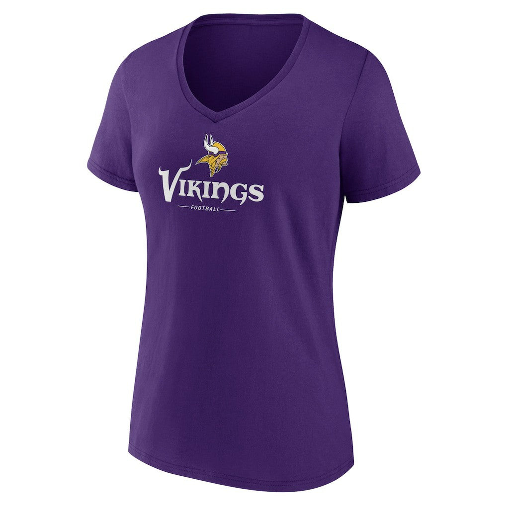 Minnesota Vikings Women's Logo Team Lockup V-Neck T-Shirt Purple - NFL