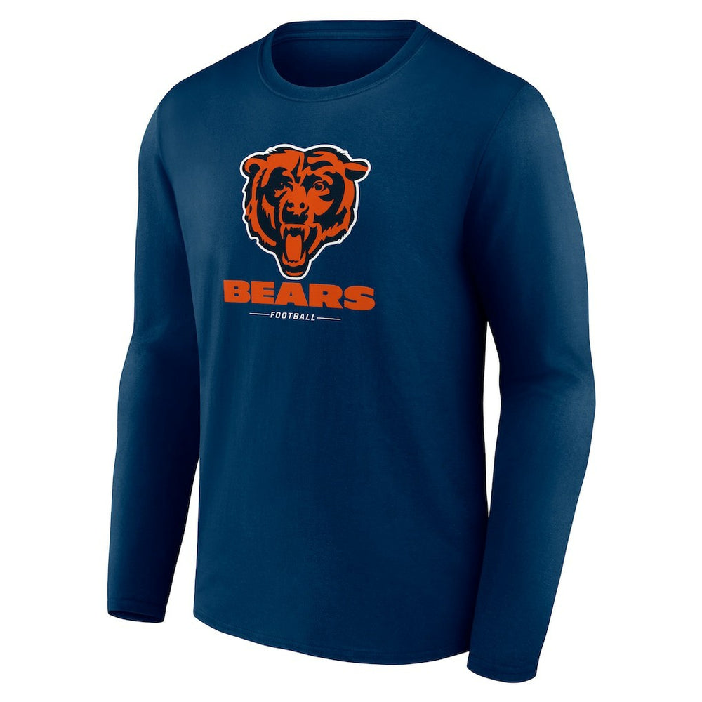 Chicago Bears Logo Team Lockup Long Sleeve T-Shirt Navy - NFL