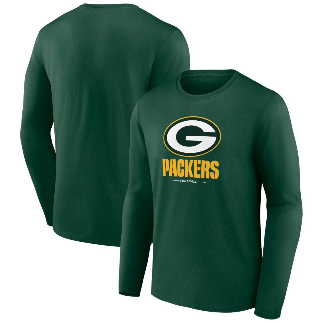 Green Bay Packers Logo Team Lockup Long Sleeve T-Shirt Green - NFL