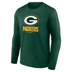 Green Bay Packers Logo Team Lockup Long Sleeve T-Shirt Green - NFL
