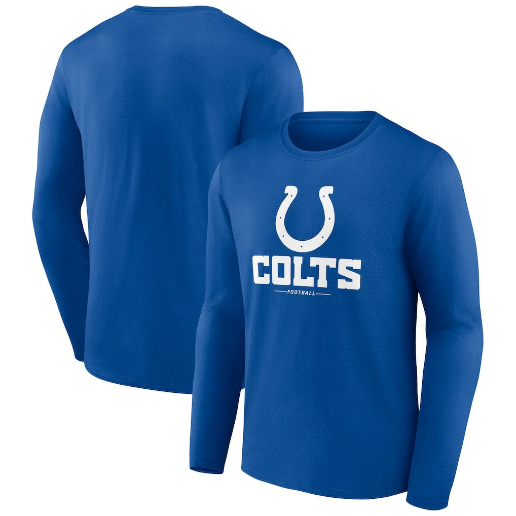 Indianapolis Colts Logo Team Lockup Long Sleeve T-Shirt Royal - NFL