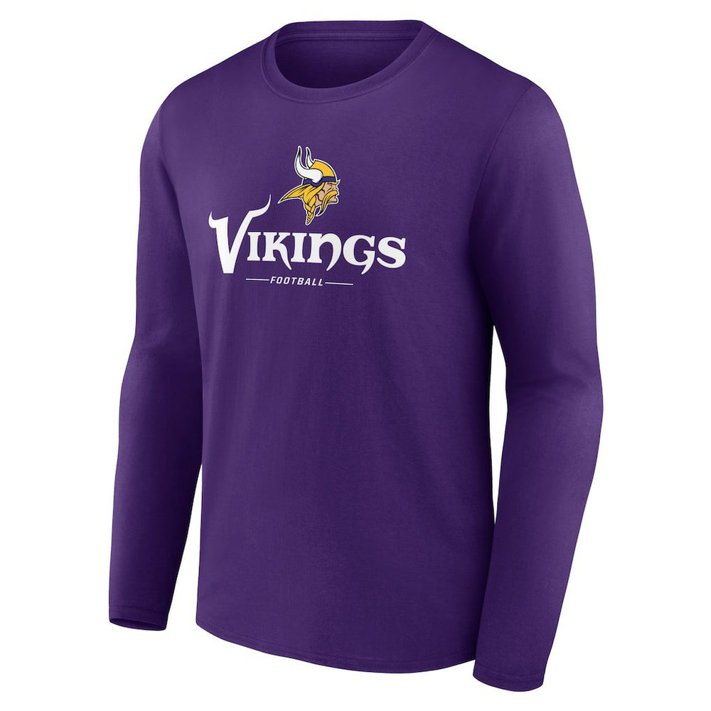 Minnesota Vikings Logo Team Lockup Long Sleeve T-Shirt Purple - NFL