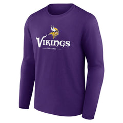 Minnesota Vikings Logo Team Lockup Long Sleeve T-Shirt Purple - NFL