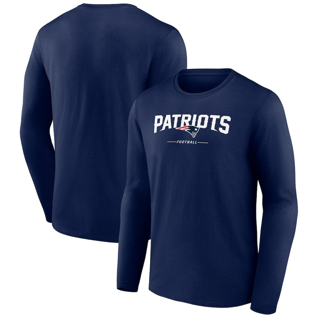 New England Patriots Logo Team Lockup Long Sleeve T-Shirt Navy - NFL