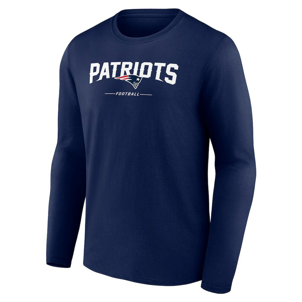 New England Patriots Logo Team Lockup Long Sleeve T-Shirt Navy - NFL