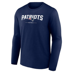 New England Patriots Logo Team Lockup Long Sleeve T-Shirt Navy - NFL