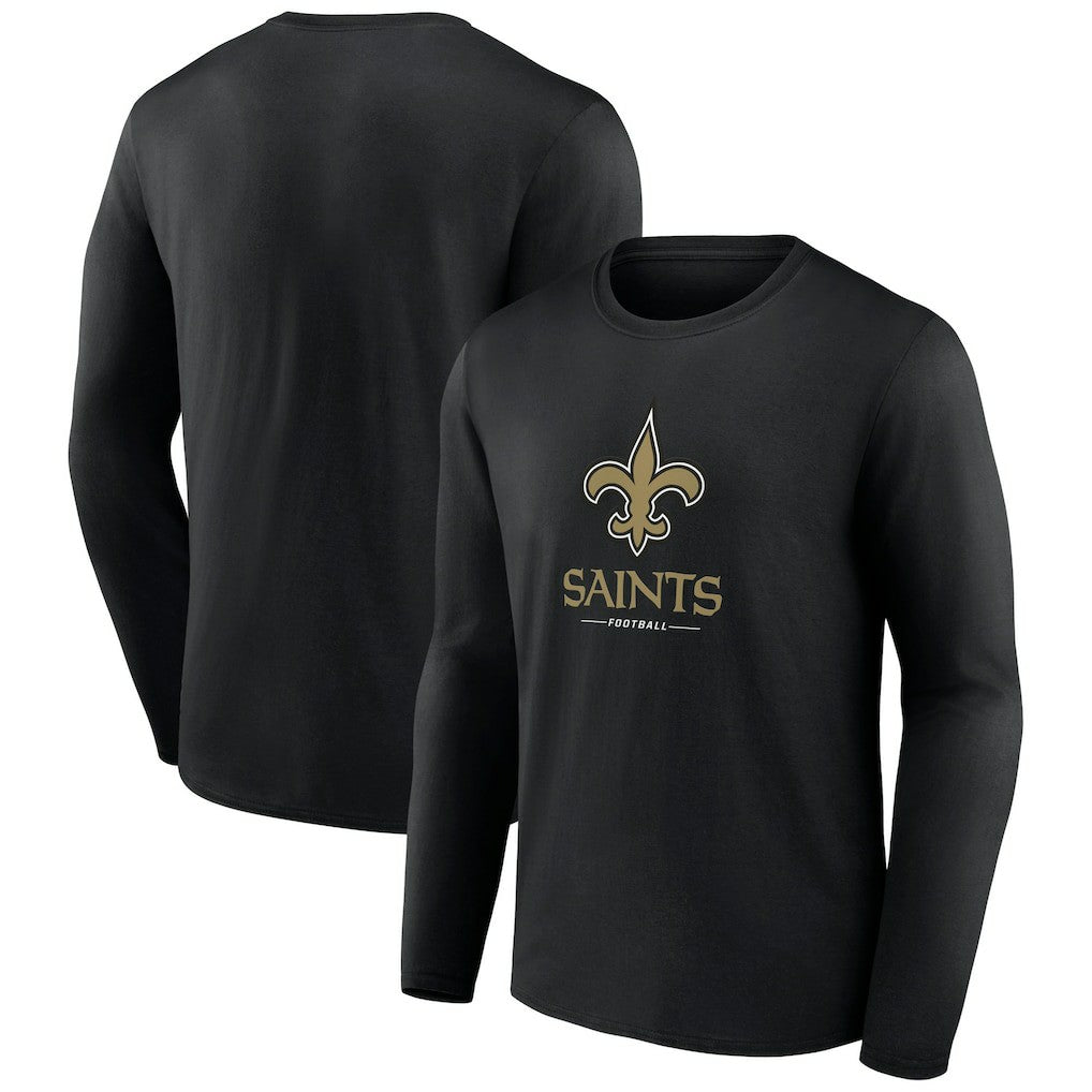 New Orleans Saints Logo Team Lockup Long Sleeve T-Shirt Black - NFL