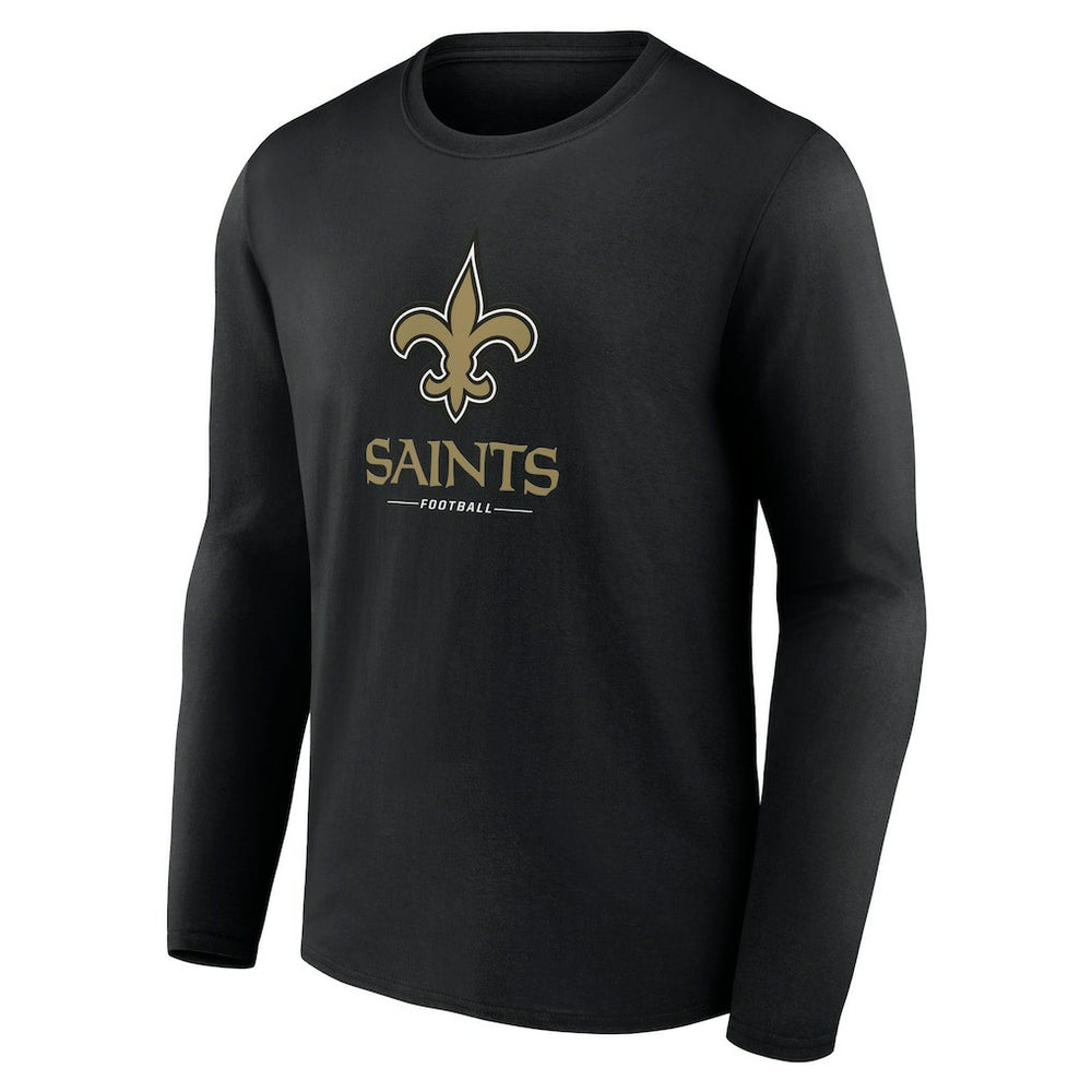 New Orleans Saints Logo Team Lockup Long Sleeve T-Shirt Black - NFL