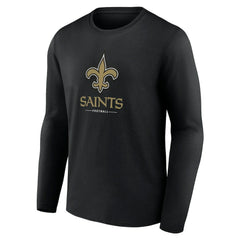 New Orleans Saints Logo Team Lockup Long Sleeve T-Shirt Black - NFL