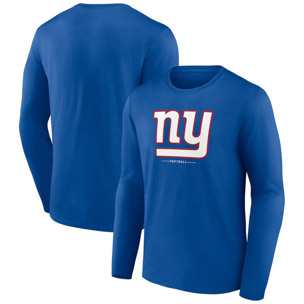 New York Giants Logo Team Lockup Long Sleeve T-Shirt Royal - NFL