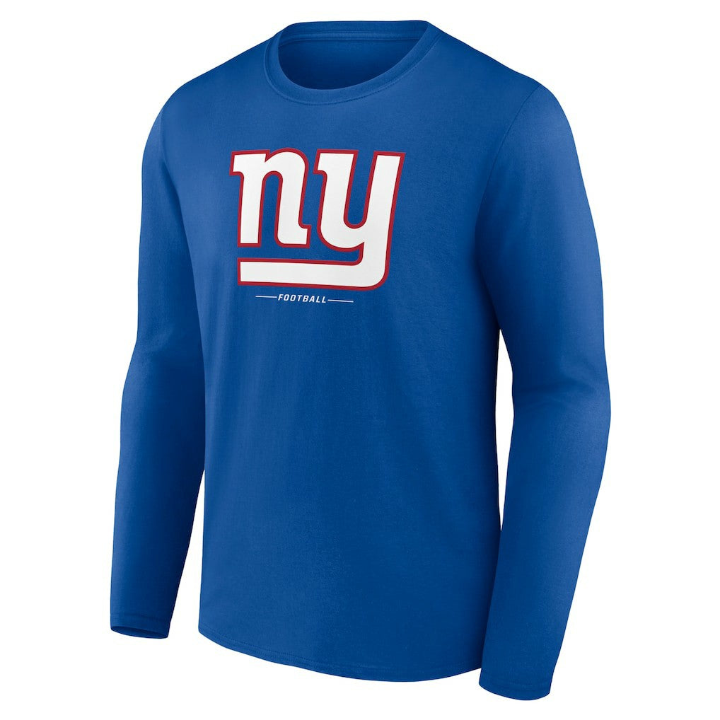 New York Giants Logo Team Lockup Long Sleeve T-Shirt Royal - NFL