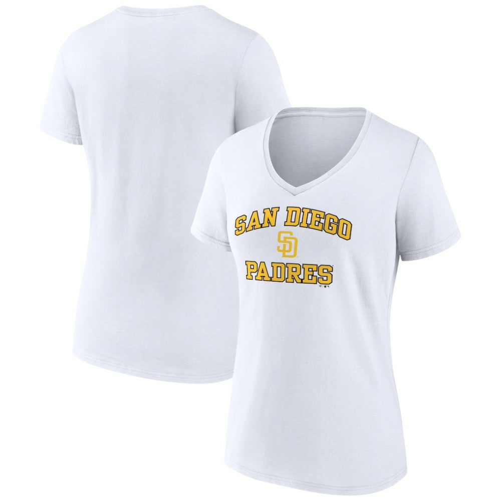 San Diego Padres Women's Heart and Soul V-Neck T-Shirt Lifestyle