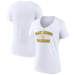 San Diego Padres Women's Heart and Soul V-Neck T-Shirt Lifestyle