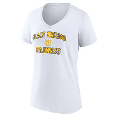 San Diego Padres Women's Heart and Soul V-Neck T-Shirt Lifestyle