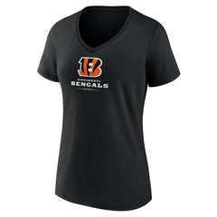 Cincinnati Bengals Women's Logo Team Lockup V-Neck T-Shirt Black - NFL