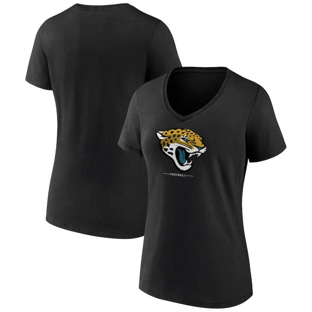 Jacksonville Jaguars Women's Logo Team Lockup V-Neck T-Shirt Black - NFL