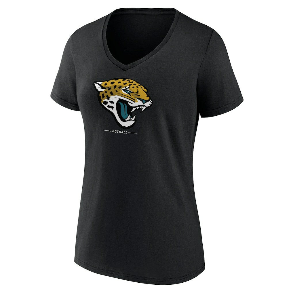 Jacksonville Jaguars Women's Logo Team Lockup V-Neck T-Shirt Black - NFL