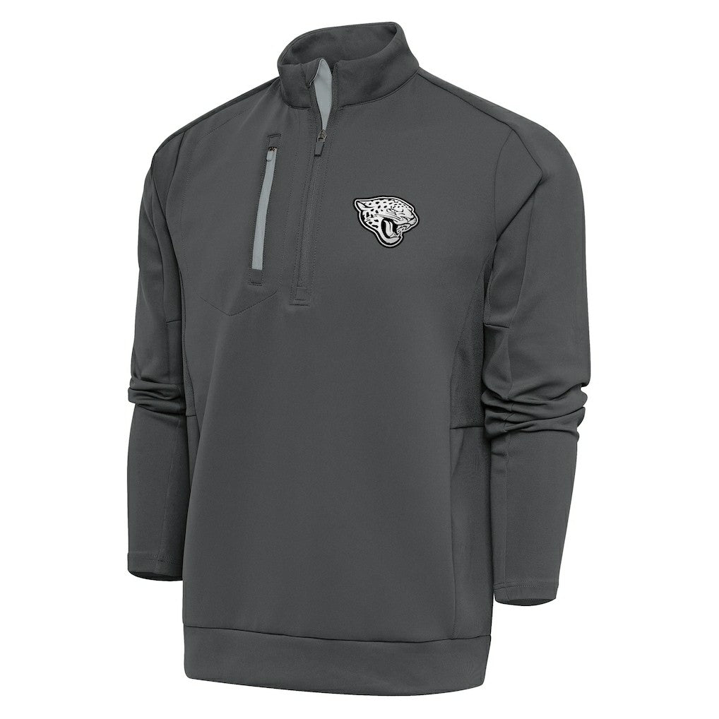 Jacksonville Jaguars Antigua Metallic Logo Generation Quarter-Zip Pullover Top Charcoal - NFL