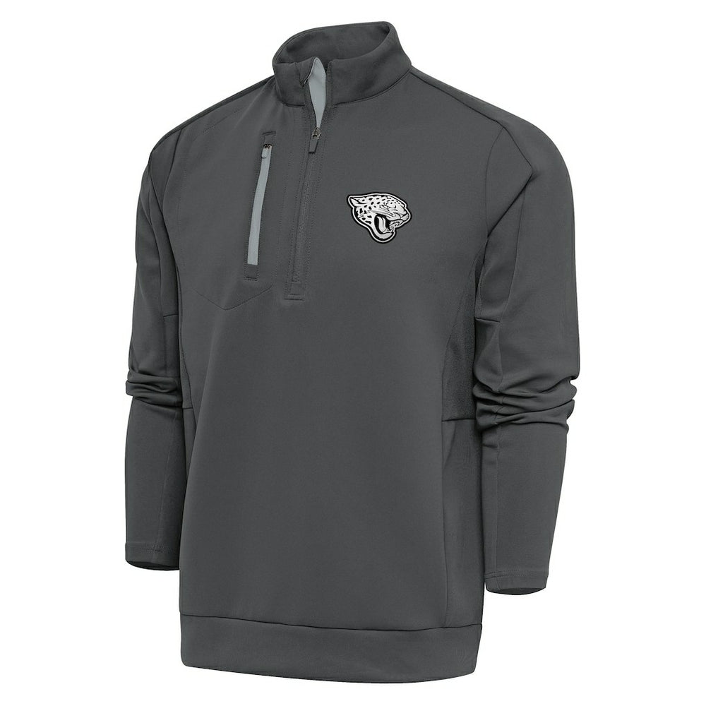 Jacksonville Jaguars Antigua Metallic Logo Generation Quarter-Zip Pullover Top Charcoal - NFL