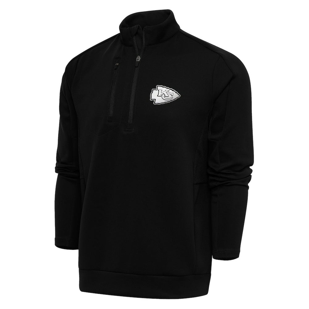 Kansas City Chiefs Antigua Metallic Logo Generation Quarter-Zip Pullover Top Black - NFL