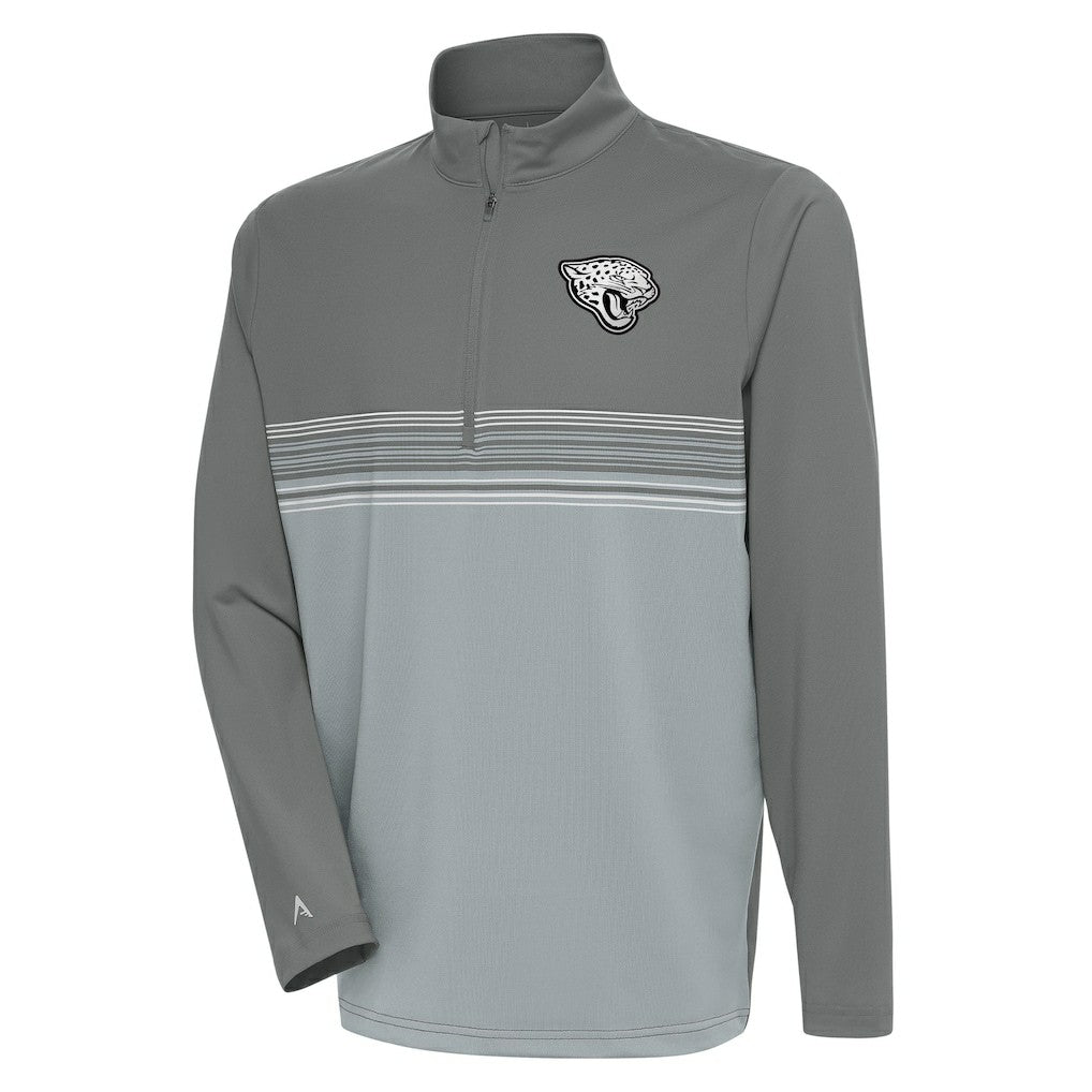 Jacksonville Jaguars Antigua Metallic Logo Pace Quarter-Zip Pullover Top Steel - NFL